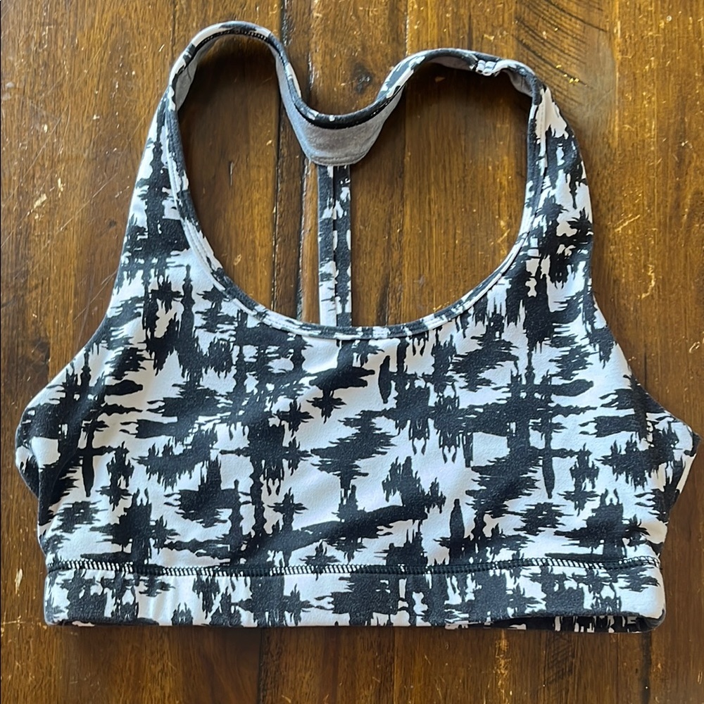 Patterned Black and Gray Born Primitive Sports Bra